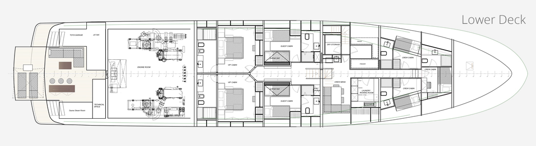 Numarine 45 XP Lower Deck